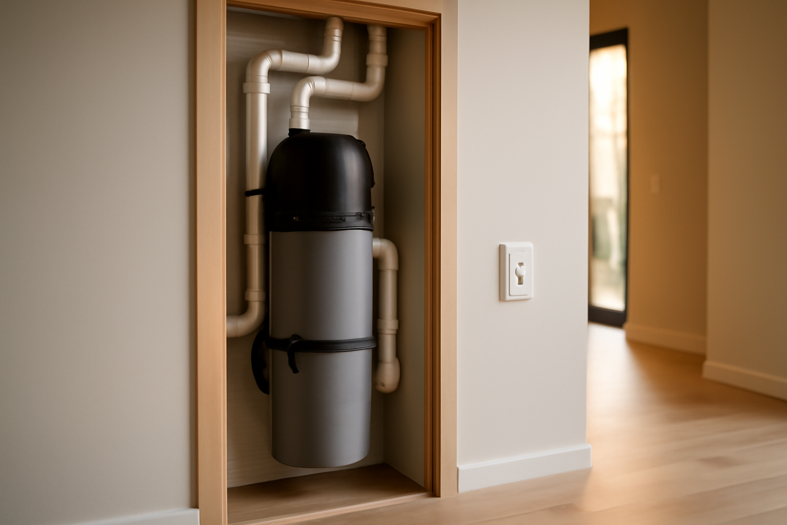 aspirateur centralisé : centrale et prises murales dans une maison